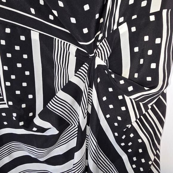 CO Collections Silk Maxi Dress Black White Geometric Handkerchief Hem Runway NWT - Picture 13 of 14